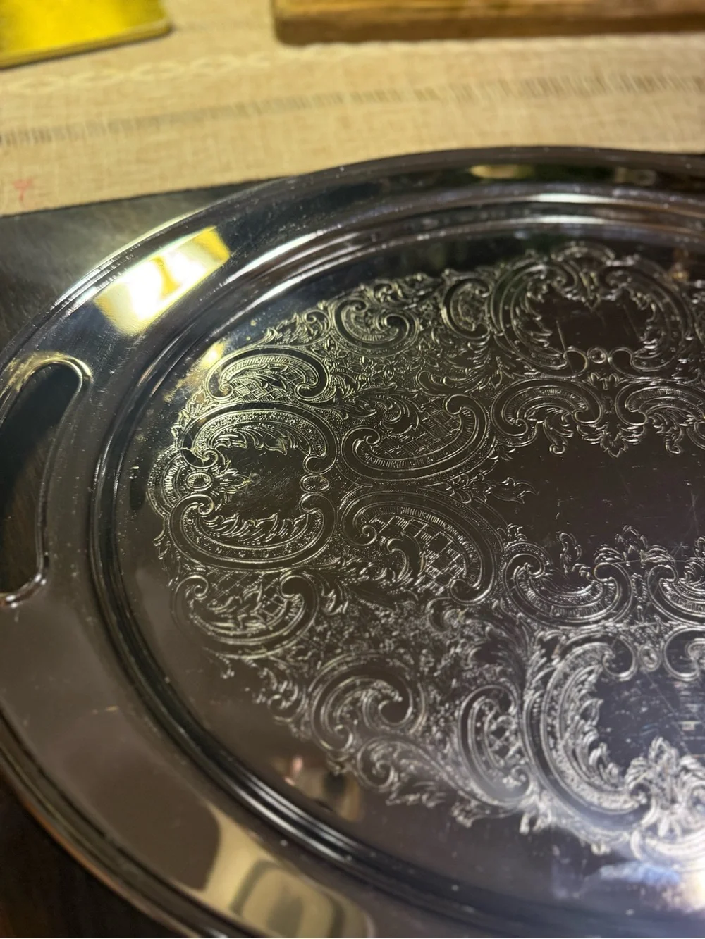 Eton Ornate Silver-Tone Serving/Butlers Tray with Handles 17.5”